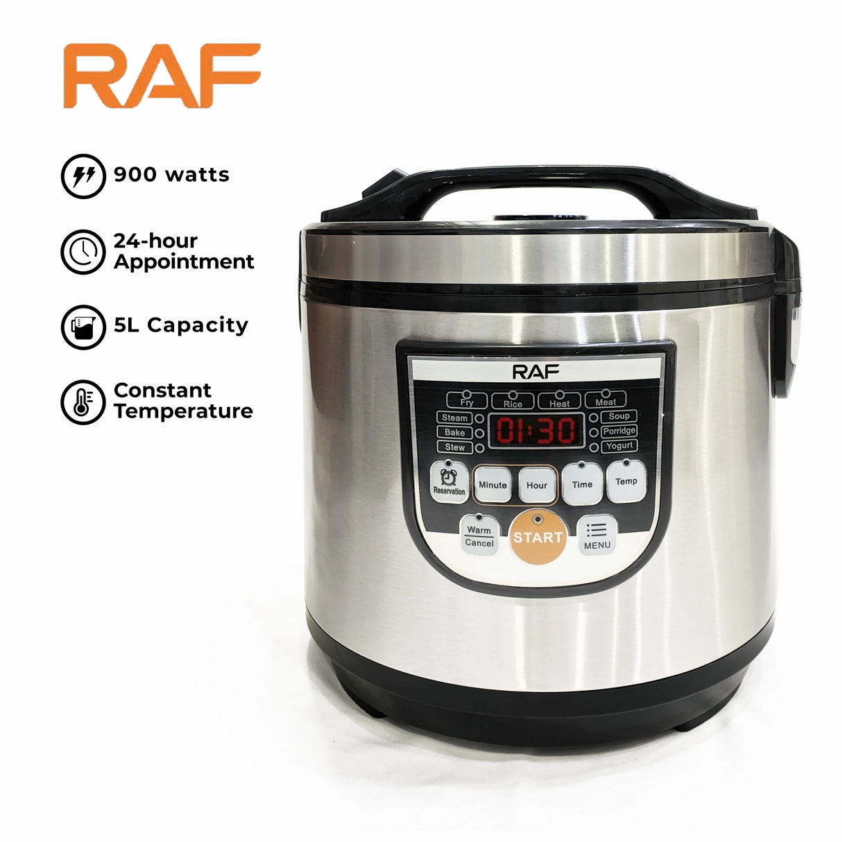 Panela de arroz multifuncional R.178 - Fritar, Heat, Steam, Bake & Stew- 5 Liter 900W