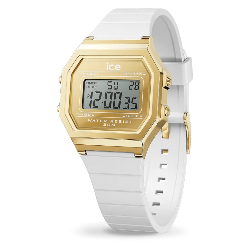 Relógio de pulso ICE Watch digit retro - Metal gold mirror - White  - Small