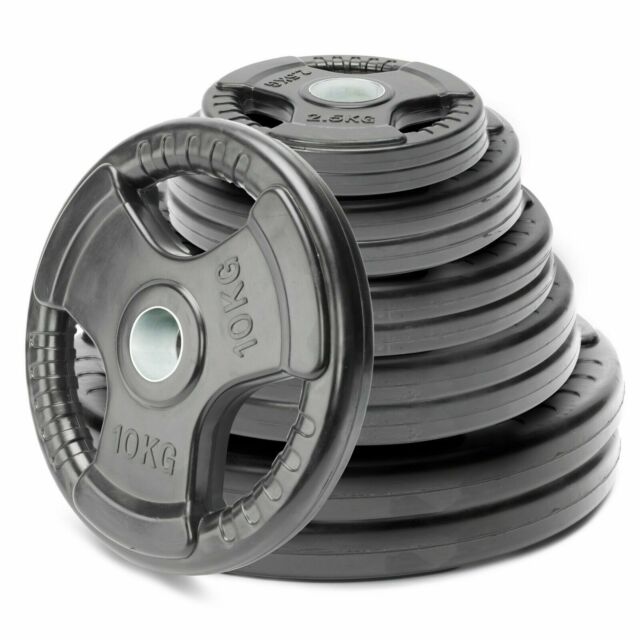 PLACA DE PESO TRI-GRIP DE BORRACHA PRETA 10KG