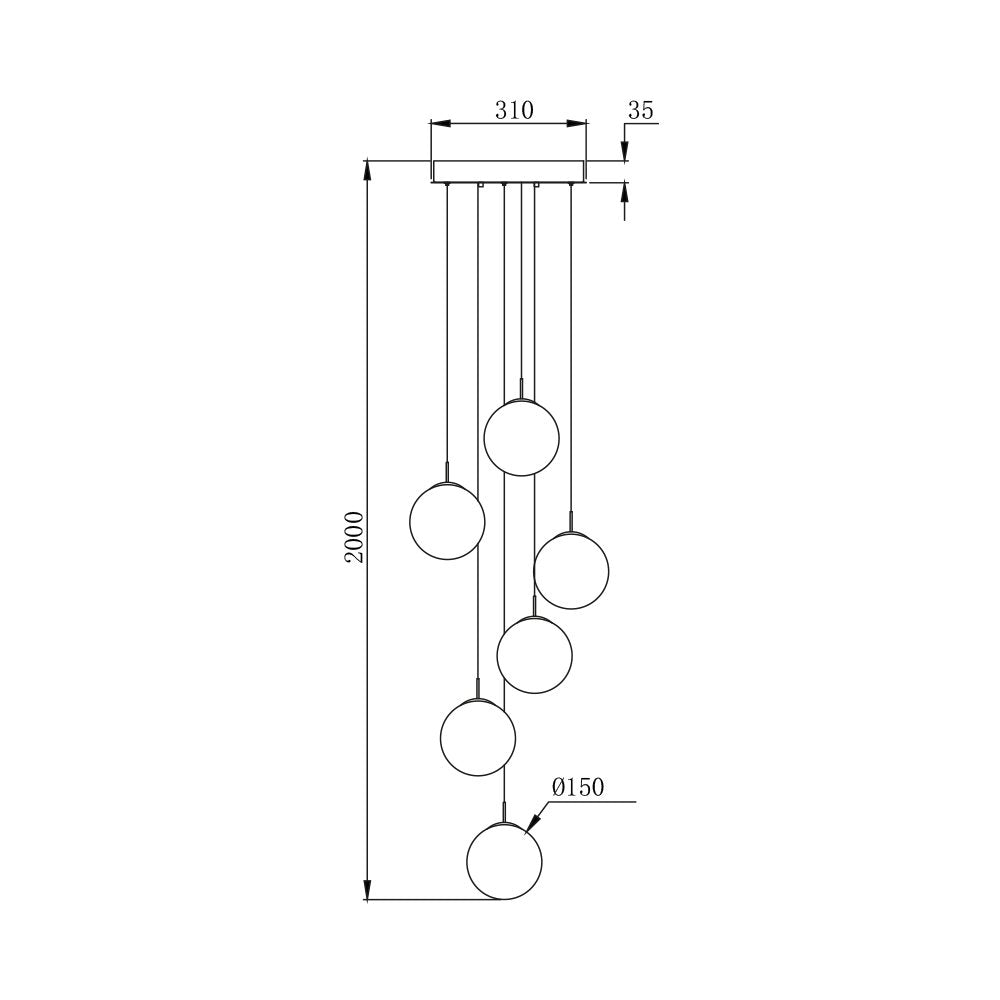 Luminária de Teto Braytron BRY-S003R-6H 6xG9 SMK PENDANT LIGHT