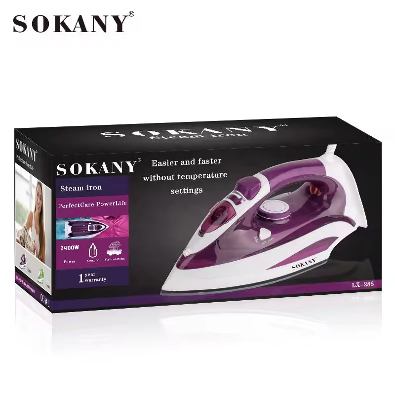 Ferro de engomar a vapor elétrico de alta qualidade 2400W Ferro a vapor poderoso - SOKANY LX-288