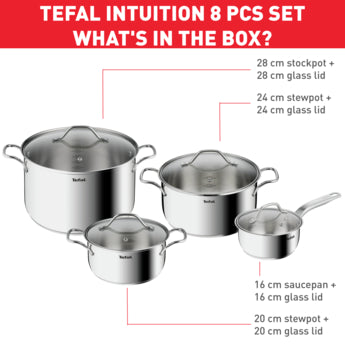 TEFAL PANELAS STAINLESS 8PCS INTUITION