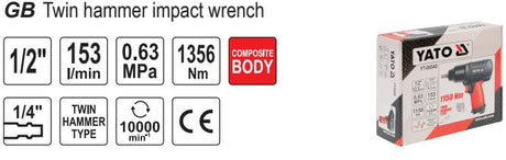 CHAVE DE IMPACTO PNEUMATICO 1/2’’- 0.63 MPA