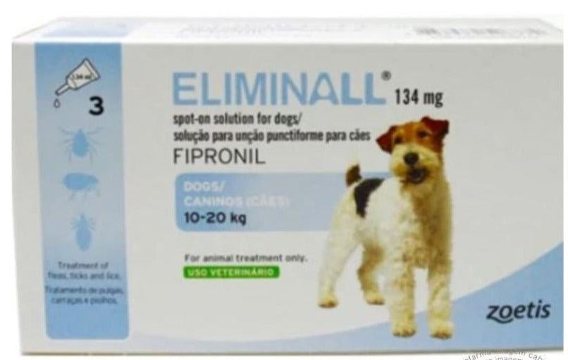 Eliminall 134mg Spot-On Cães 10-20kg 3 Pipetas