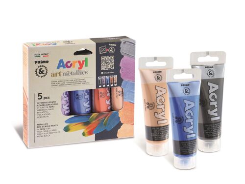 Primo Acrylic Set 5 Tubes 75ml Metallicol 4213TATM5MET