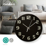 Relógio de parede Nedis CLWA006GL30BK Diâmetro: 300 mm | Cristal | Preto