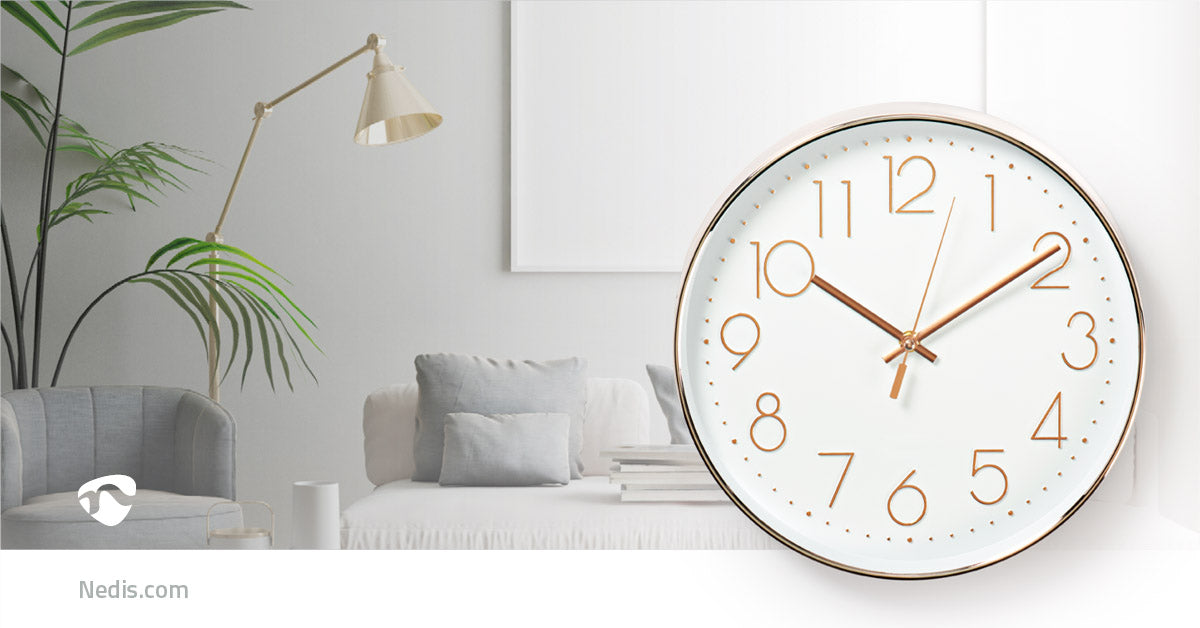Relógio de parede Nedis CLWA015PC30RE Diâmetro: 300 mm | Plástico | Branco / goloufo