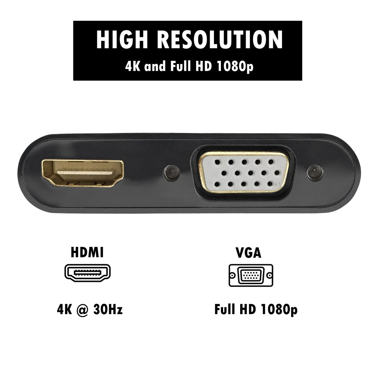 Adaptador DisplayPort para Monitor Duplo HDMI 4k & VGA FHD