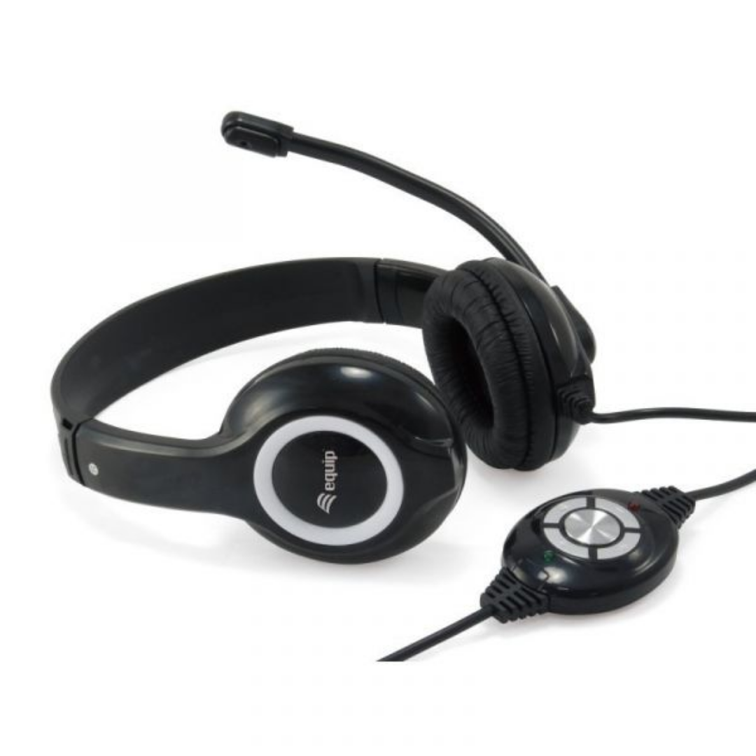 Auricular Equip Headsets c/ Micro e Porta USB (245301) - Preto