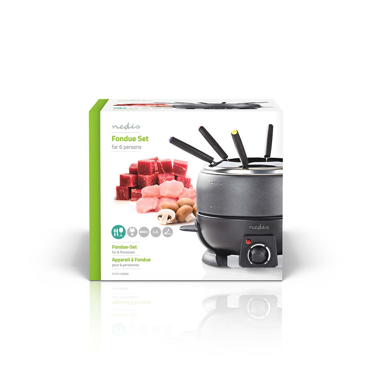 Aparelho de fondue - Fondue Nedis  6 pessoas  FCFO110EBK6| 2,3 L | Controle de temperatura