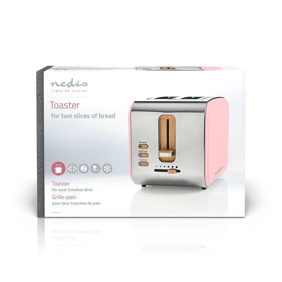 Torradeira 2 Ranhuras Nedis Soft Touch - Rosa