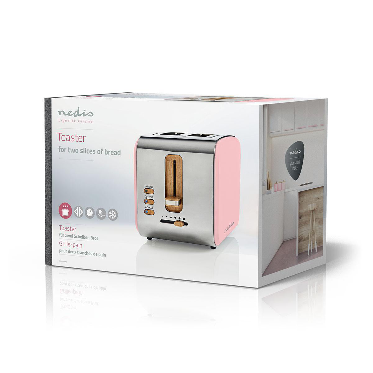 Torradeira 2 Ranhuras Nedis Soft Touch - Rosa