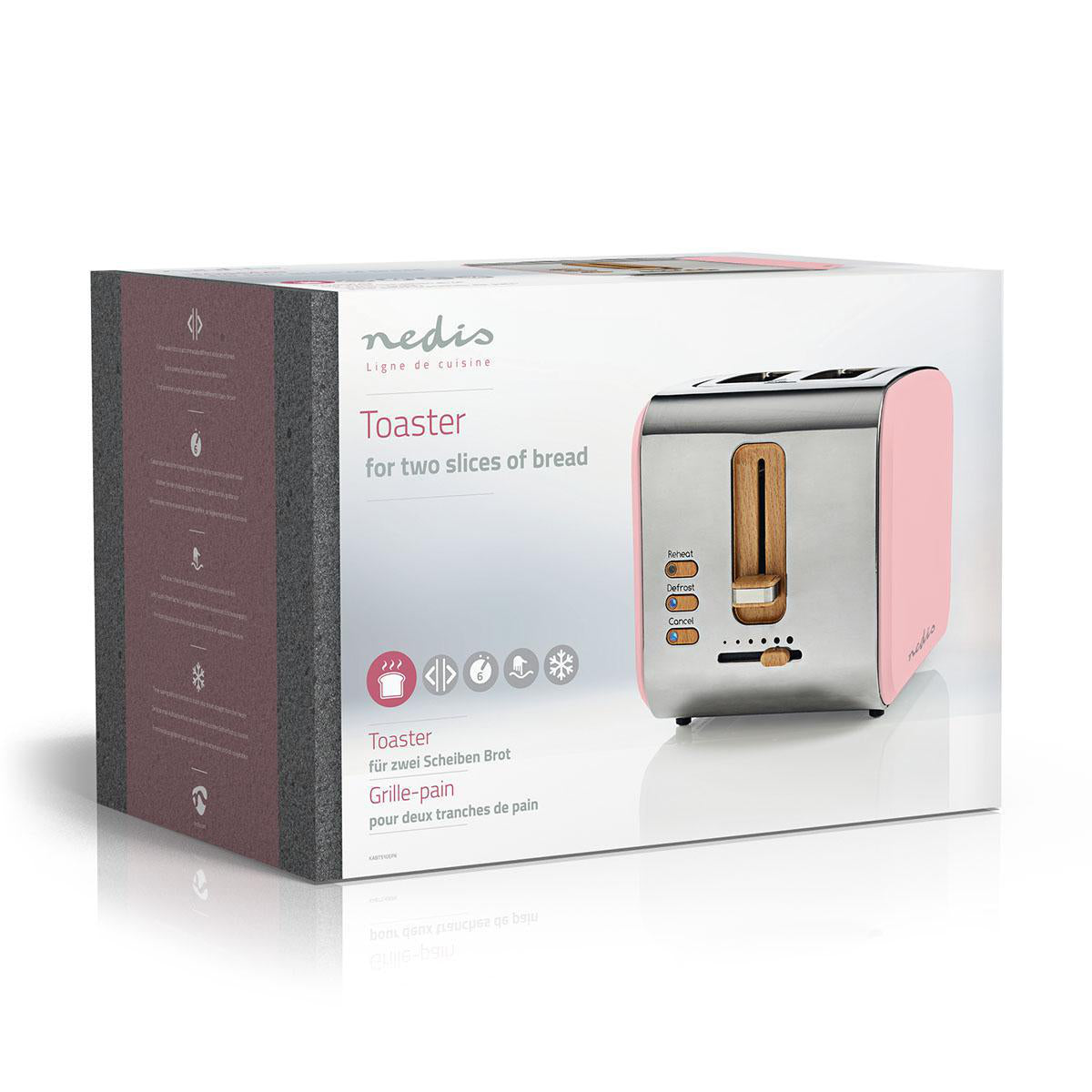 Torradeira 2 Ranhuras Nedis Soft Touch - Rosa