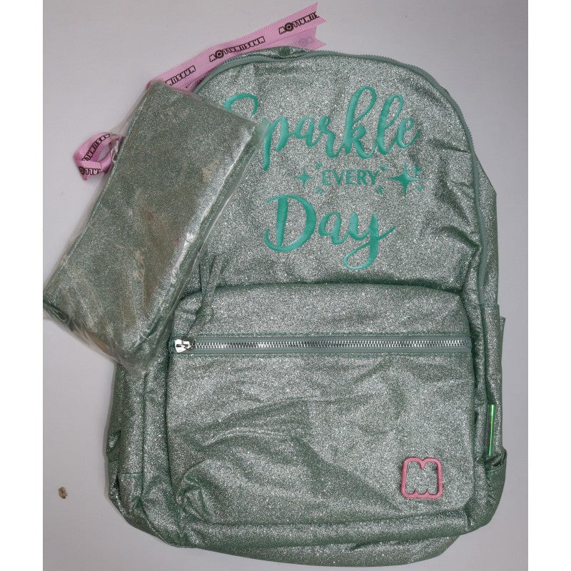 MOCHILA MARSHMALLOW SPARKLE GREEN + PORTA LÁPIS