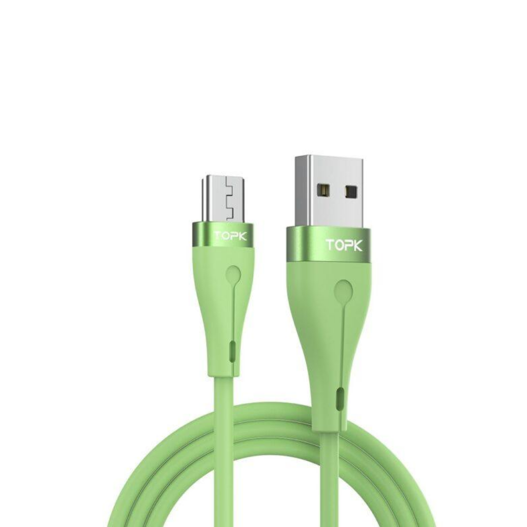 Cabo de silicone Micro USB. 1 metro, Verde