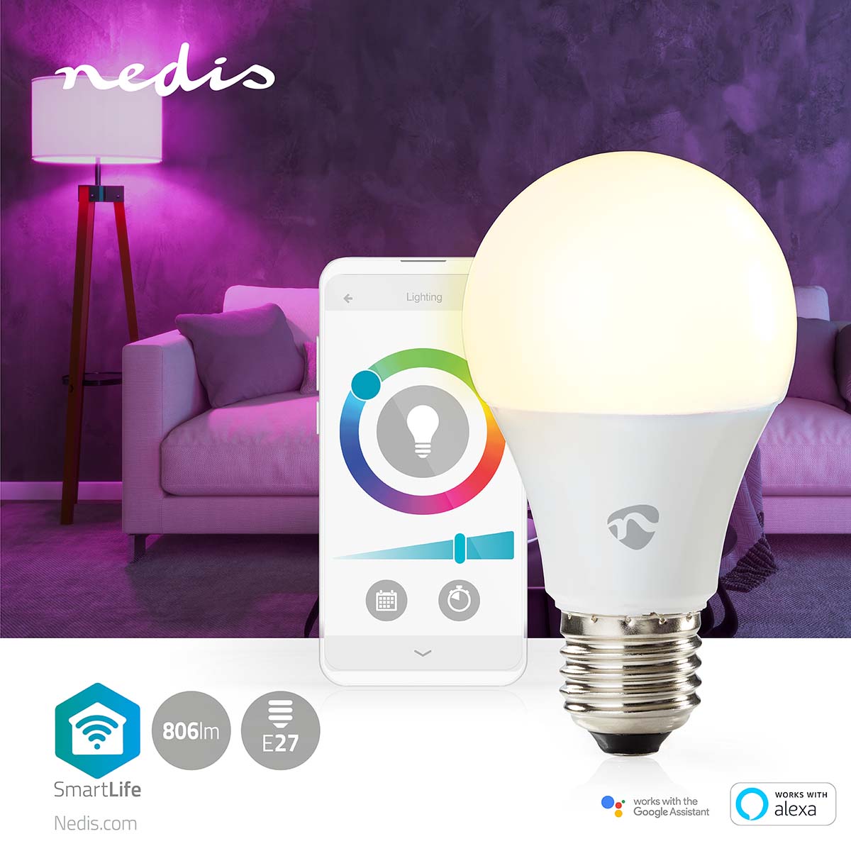 Lâmpada LED RGBW |Wi-Fi | E27 | 806 lm | 9 W