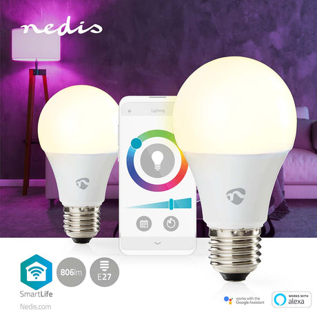 Lâmpada LED RGBW |Pack 2 |Wi-Fi | E27 | 806 lm | 9 W