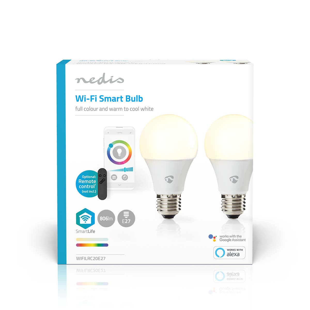 Lâmpada LED RGBW |Pack 2 |Wi-Fi | E27 | 806 lm | 9 W