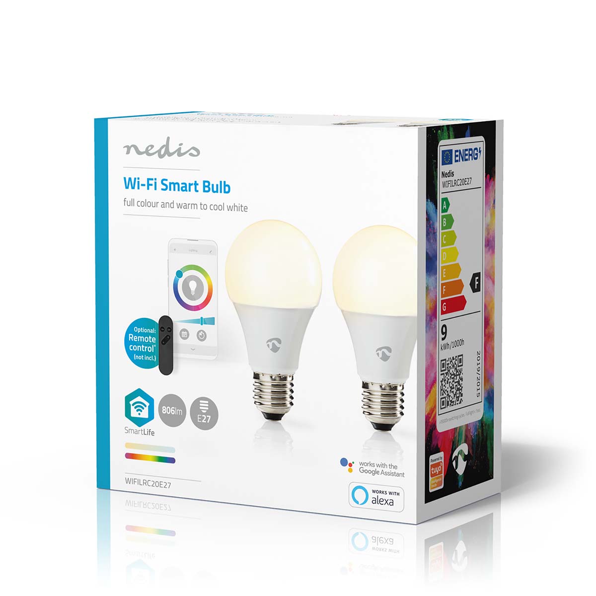 Lâmpada LED RGBW |Pack 2 |Wi-Fi | E27 | 806 lm | 9 W