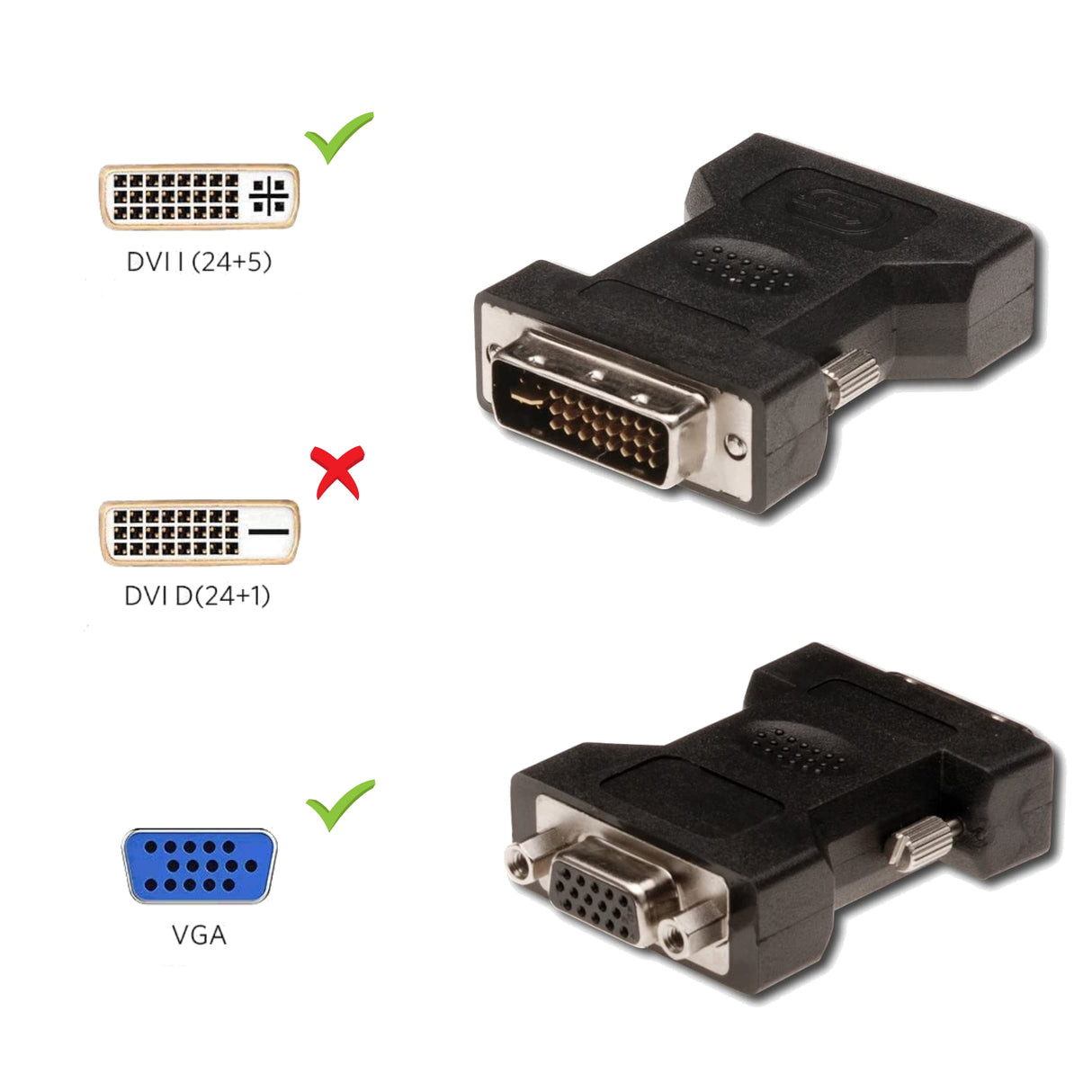Adaptador DVI-I M - VGA F