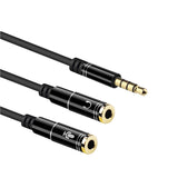 Cabo adaptador de áudio Jack 3,5 / M 4 pinos - 2xJack 3,5 / H 3 pinos, preto, 0.30m