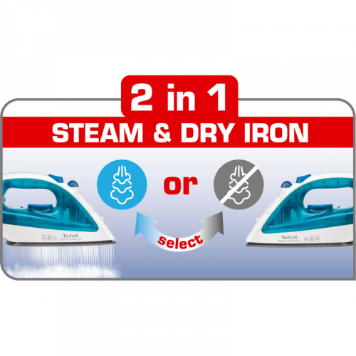 Ferro de Engomar a Vapor Steam Essential 1200W FV1026L0 (Jato vapor 50 g/min) – Tefal